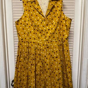 Modcloth Yellow Polka Dot Midi Dress